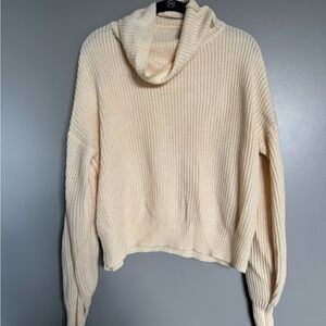 Cozy Butter Yellow Oversized Turtleneck Knit Sweater